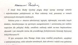 Treść życzeń dla pracowników.